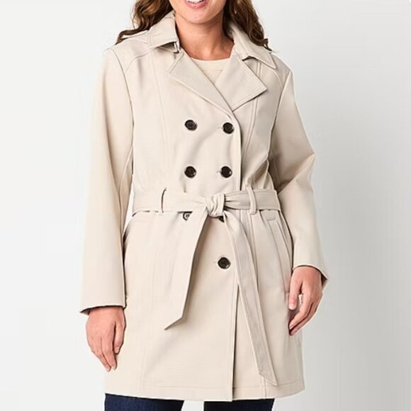 Liz Claiborne Jackets & Blazers - Liz Claiborne Womens Belted Lightweight Softshell Trench Jacket